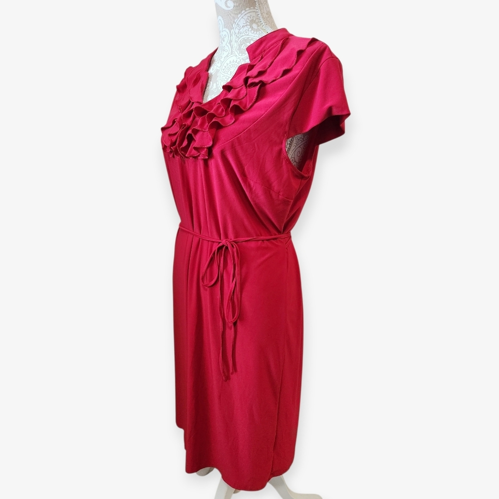 Karin Stevens Valentine Red Y2K Ruffled Dress Size 12